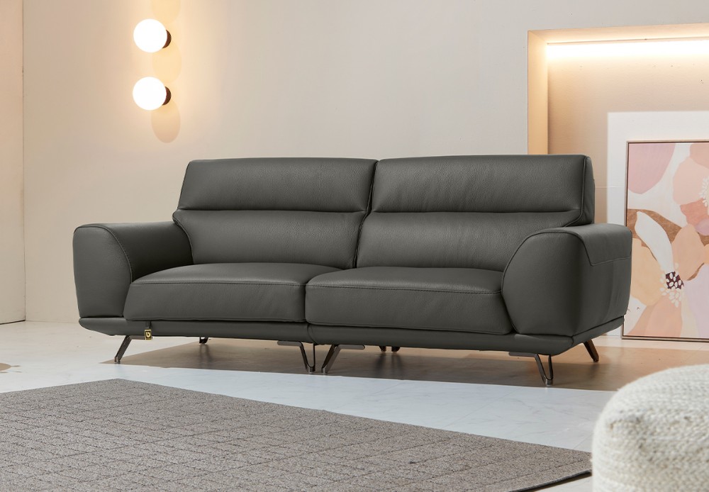 다우닝 미테 3인 전체 천연가죽 소파 (색상:꼬냑)