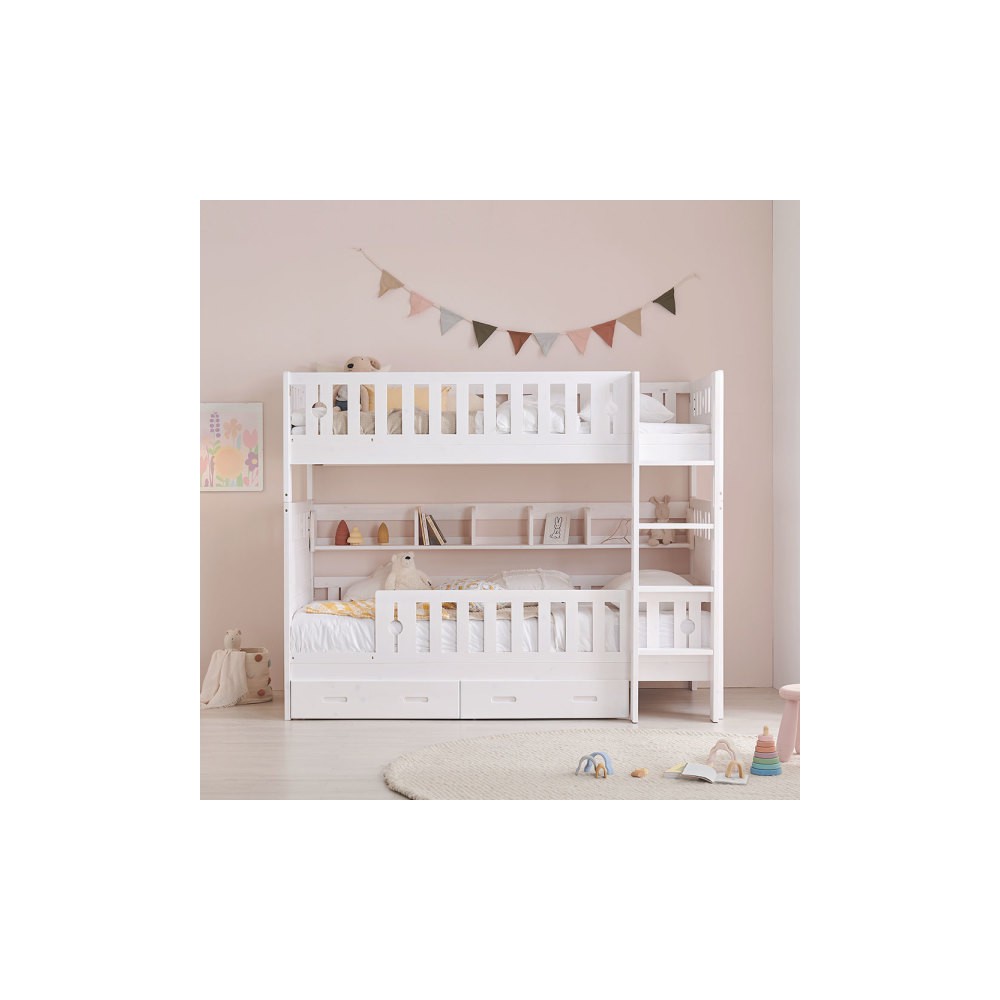 상일리베가구 샐리 원목 분리형 어린이 이층침대(안전가드/서랍)