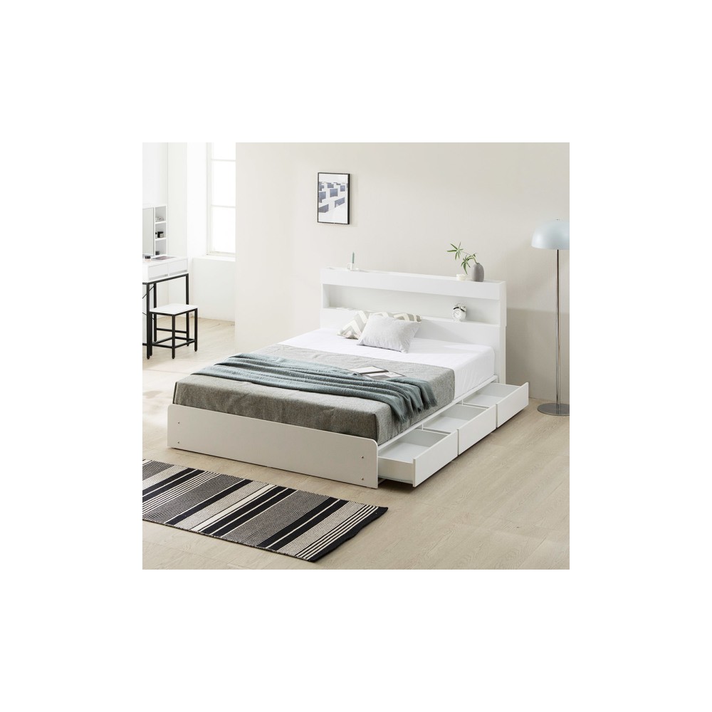 포마드 LED 통서랍형 수납침대 슈퍼싱글/퀸 수납침대/더블침대/원룸침대/수납프레임/킹침대