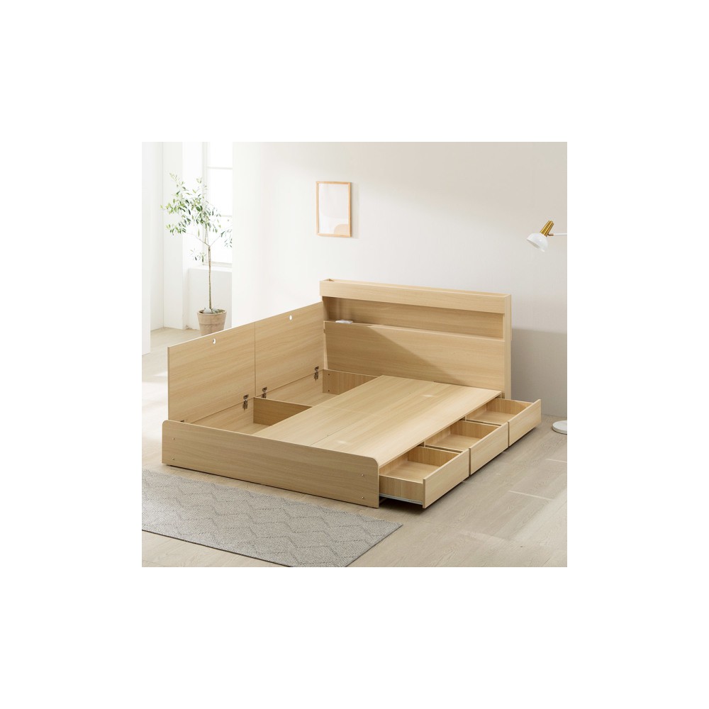 포마드 LED 통서랍형 수납침대 슈퍼싱글/퀸 수납침대/더블침대/원룸침대/수납프레임/킹침대