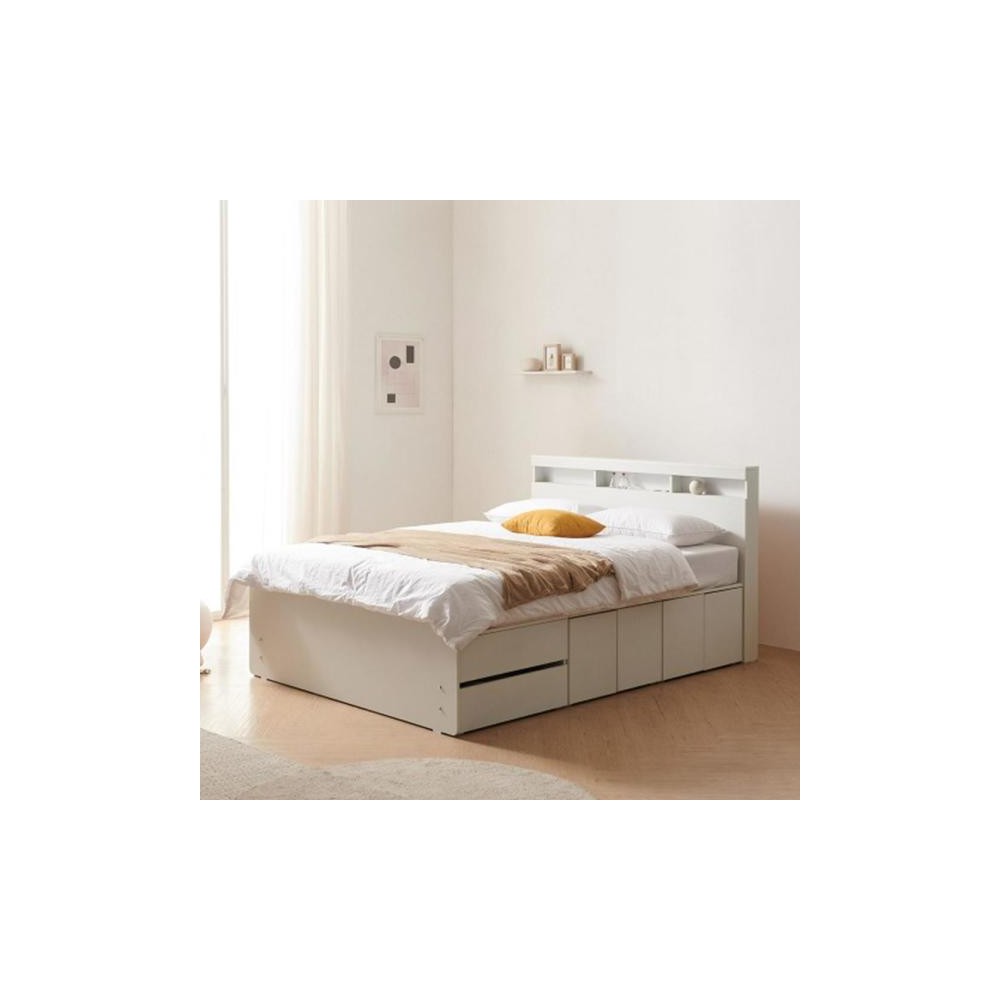 침대헤드LED조명 옷장 겸용 수납형 퀸침대프레임 자취방 신혼 아이방 병원 자취