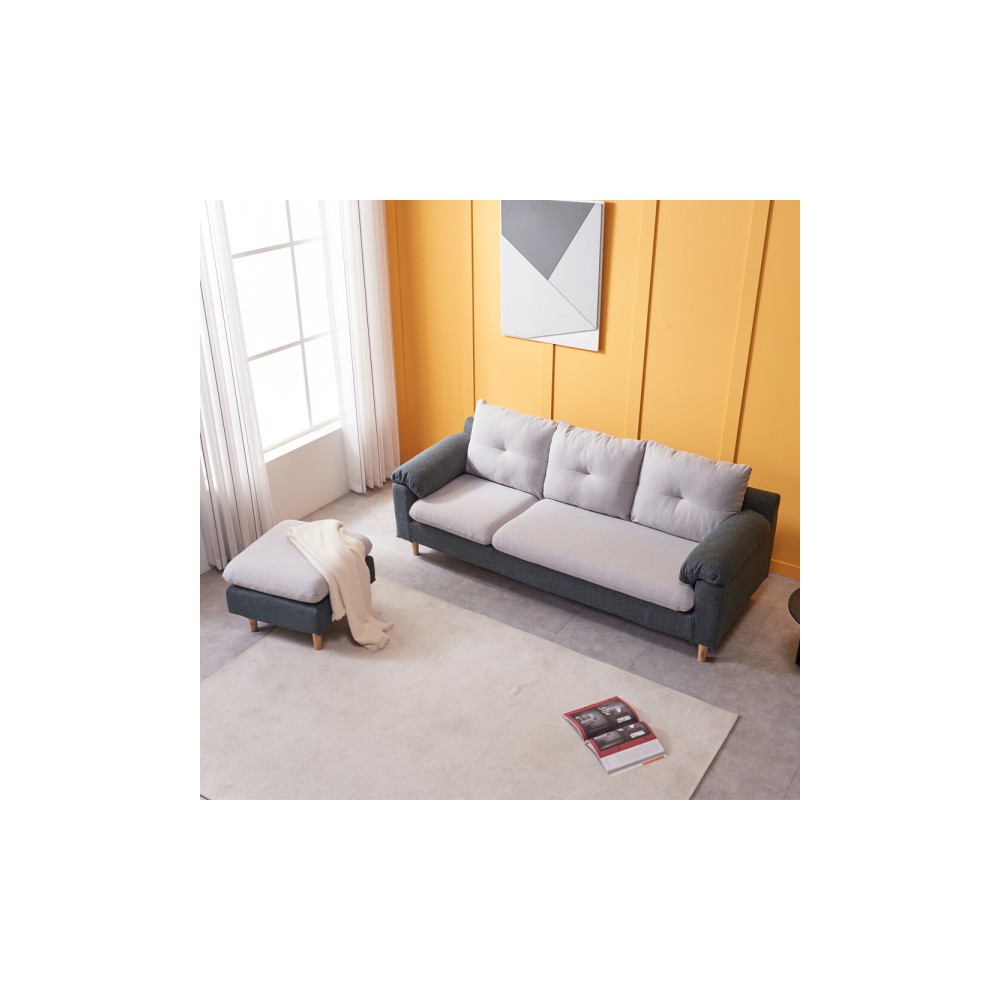 티보리 투톤 카우치 3인용 패브릭소파