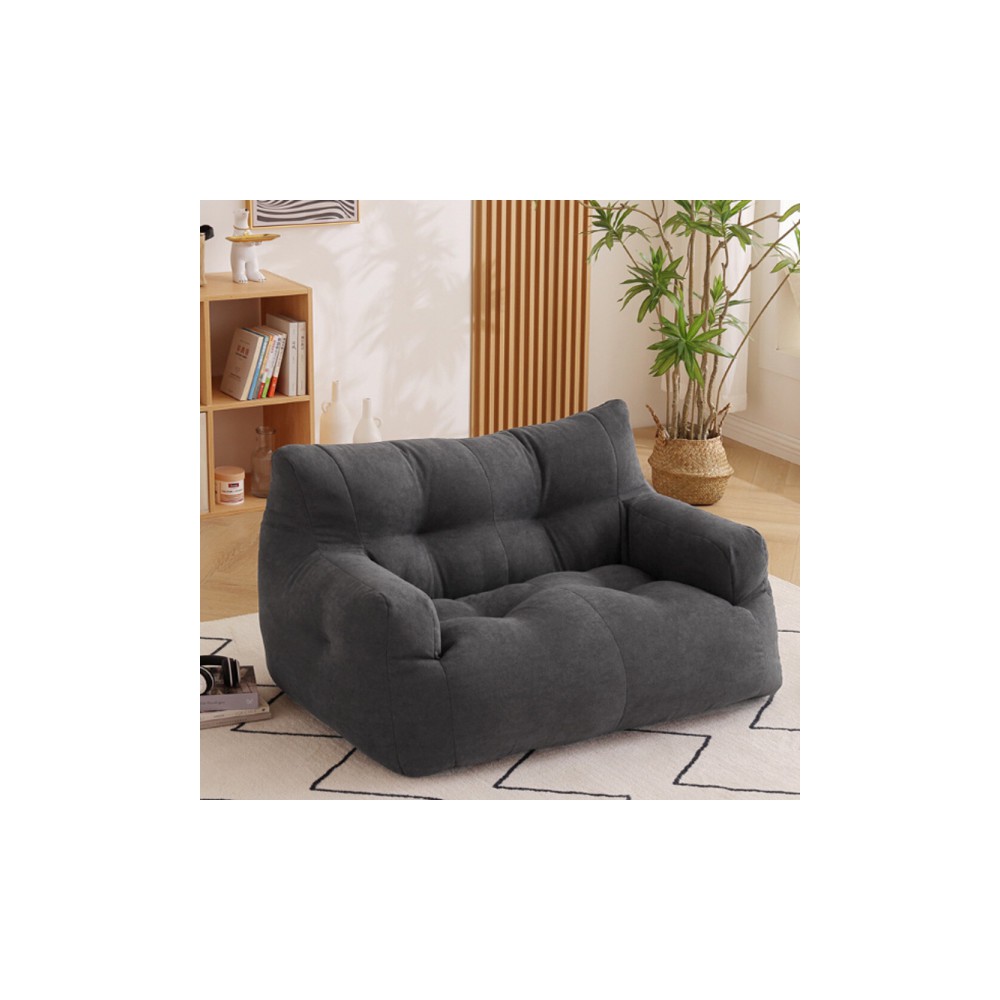 다리없는 낮은쇼파 마약 빈백 2인용소파(다크 그레이)