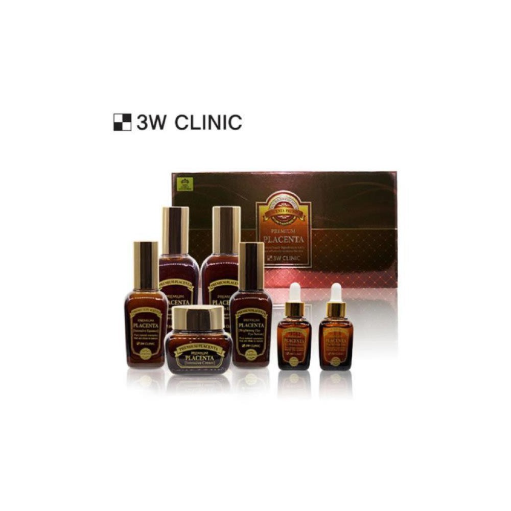 3W CLINIC 프리미엄 플라센타 여성 7종 SET 화장품세트 에센스 스킨 세럼 크림