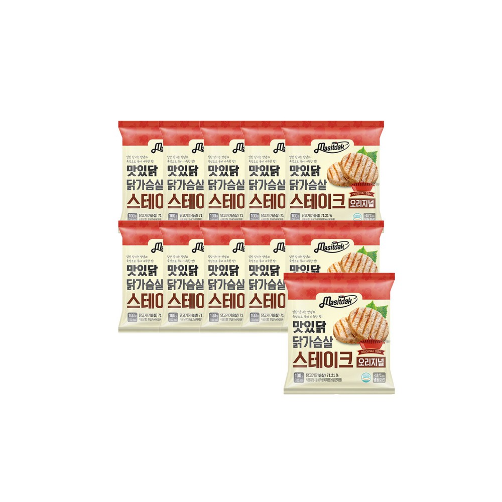 랭킹닭컴 맛있닭 닭가슴살 스테이크 오리지널 100g 10 +1팩 (총11팩)